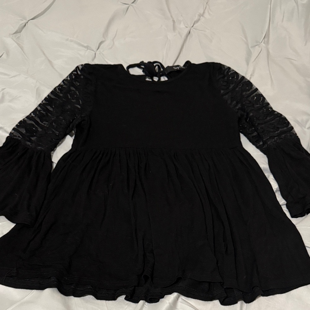 Simply Be Black Blouse with Lace Sleeves